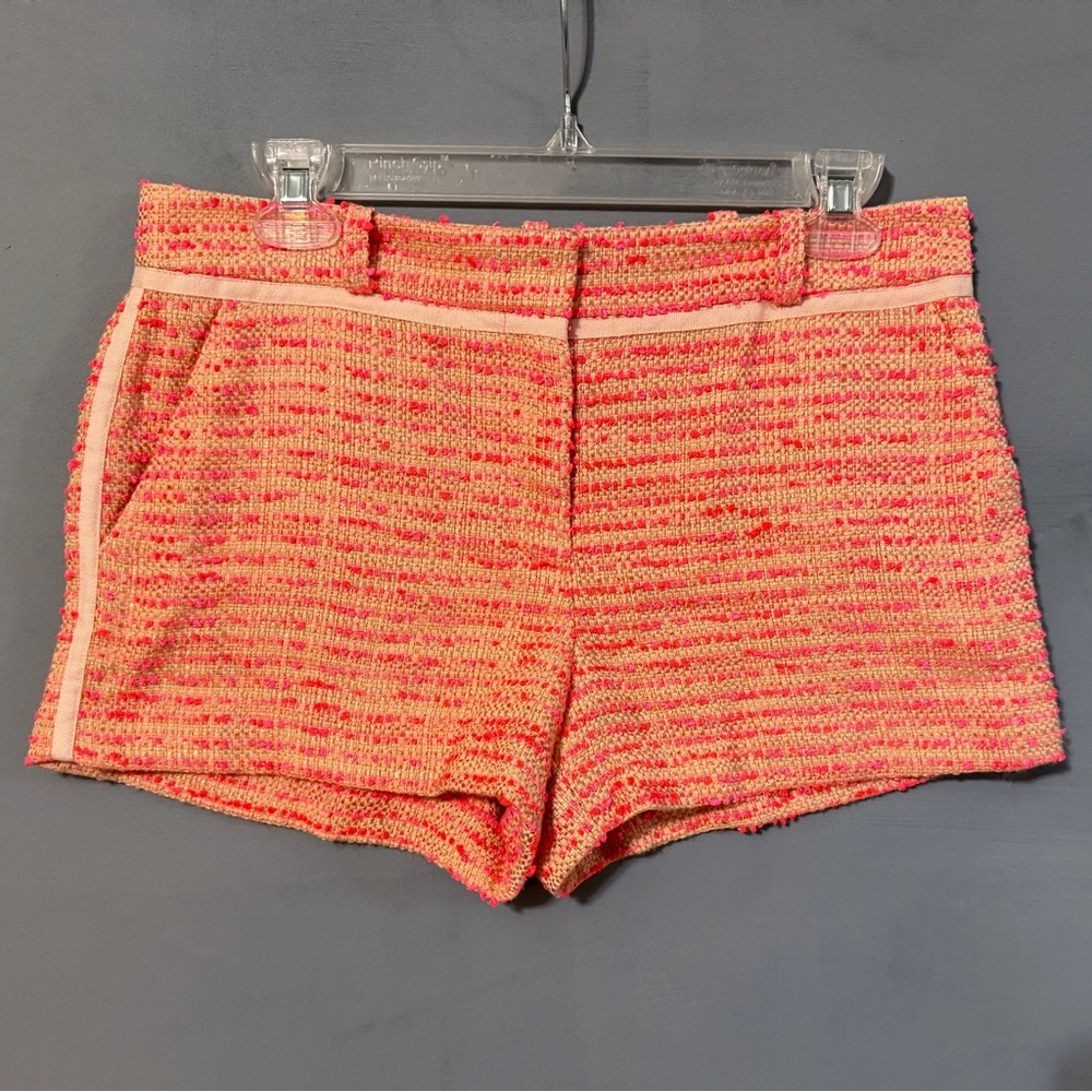 Rachel Roy Coral & Bright Pink Tweed Shorts size 6 Preppy Coquette Punk Alt